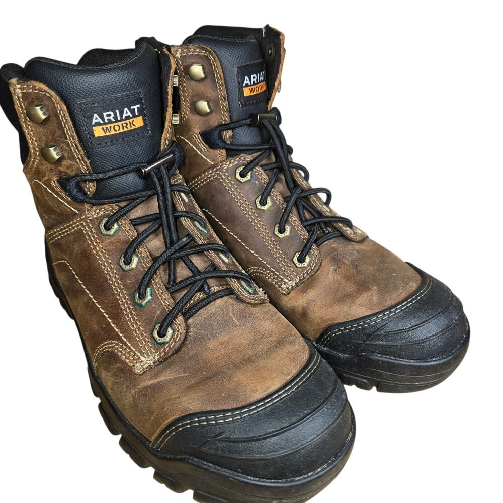 Ariat Lace-Up Boots Treadfast 6" Waterproof Steel Toe Work Boot Distressed Brown